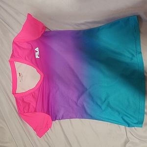 A pink, purple and blue sport shirt